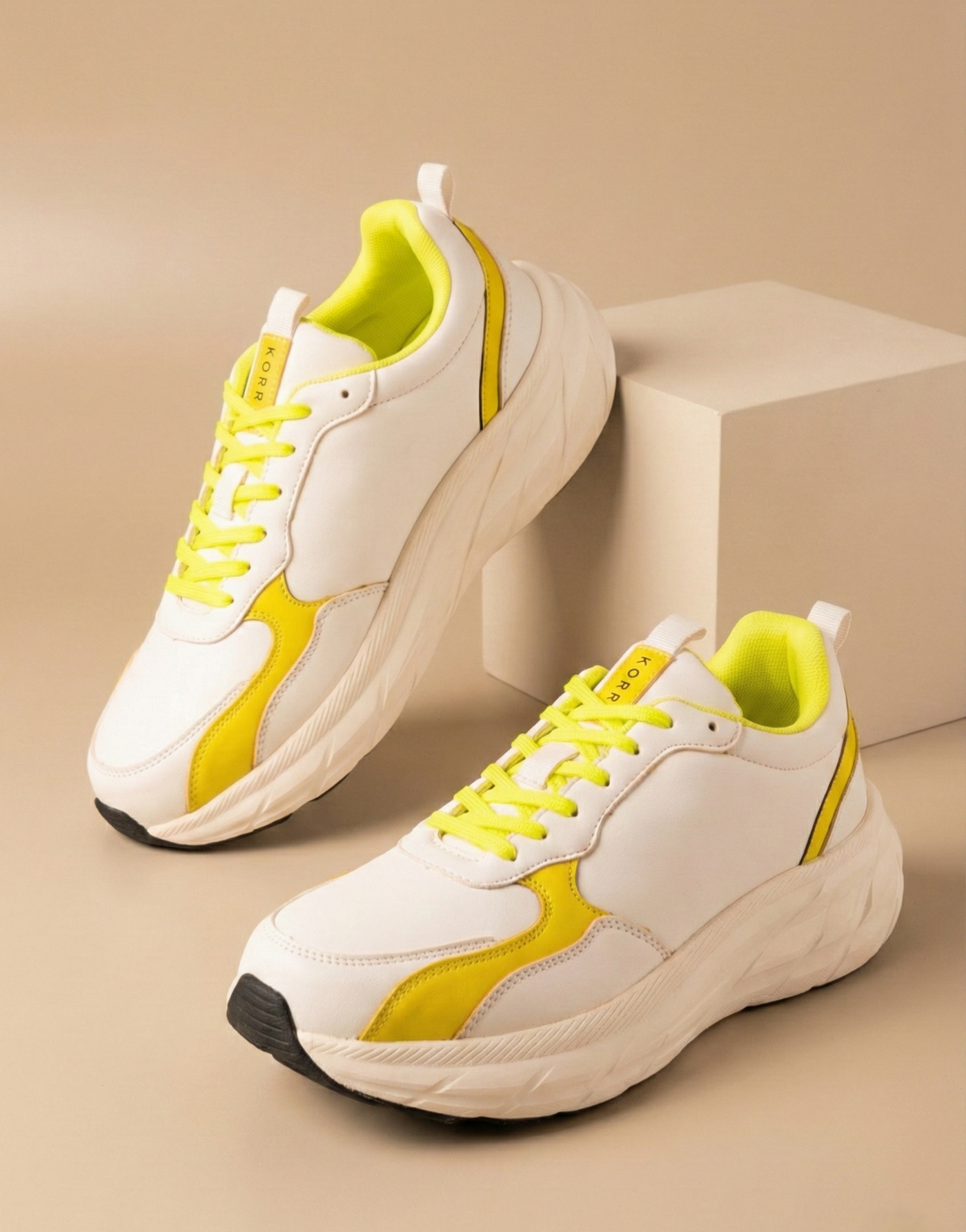 Premium Men's Sports Shoes - Kratos White & Neon | Korraz – KORRAZ